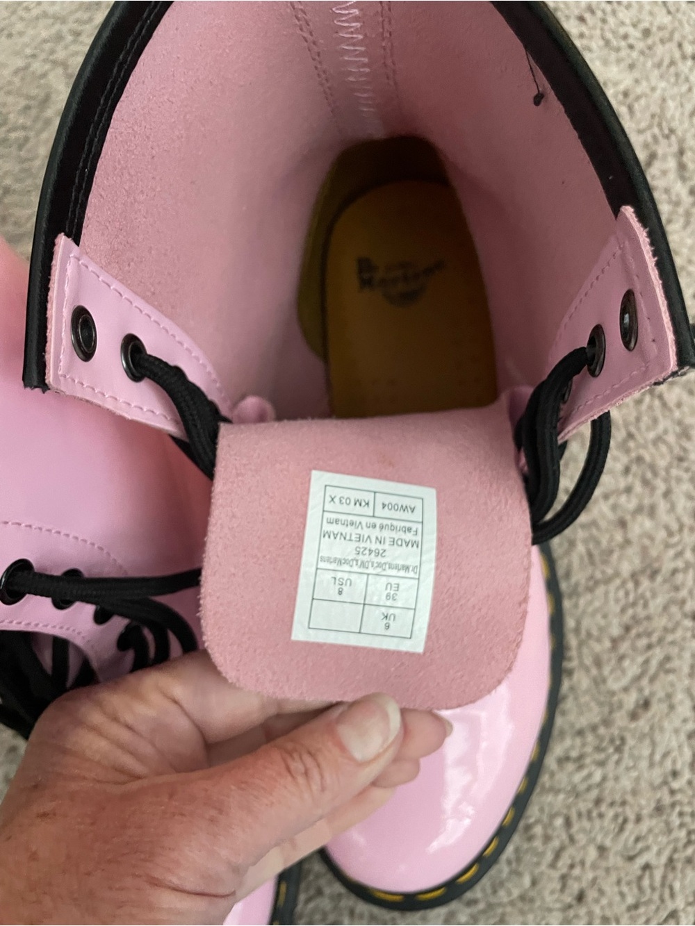 Dr. Martens Pink 8-Eye Lace-Up Combat Boots - Picture 5 of 8